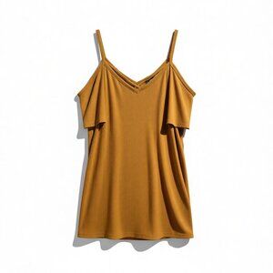 Torrid Plus 2 Mustard Ribbed Cold Shoulder Cami Tunic Boho Chic Summer Fall